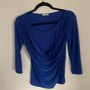 Prospect Blvd Satin Royal Blue Work Drape Blouse